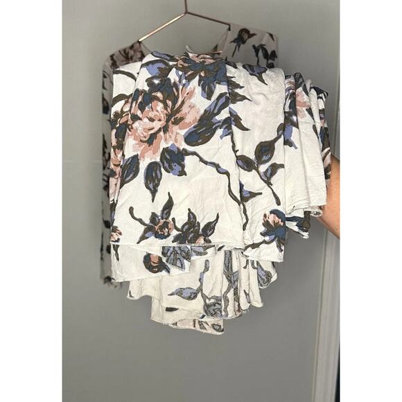 Free People First Kiss Maxi Dress Medium Sleeve Flowy Floral Scoop Neck White - Picture 13 of 16